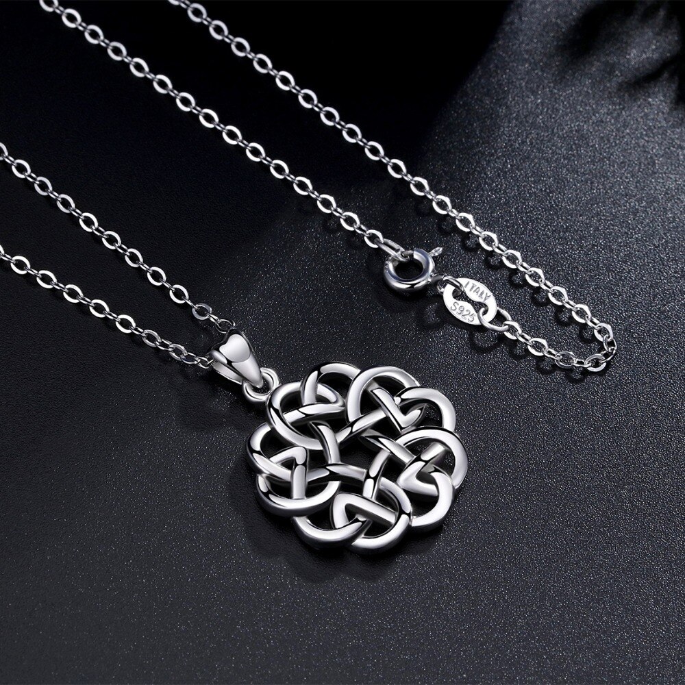 EUDORA-Collar de plata de ley 925 con nudo de amor para mujer, colgante único con forma de flor, celtas, joyería para mujer, de cumpleaños para niña y familia, D256