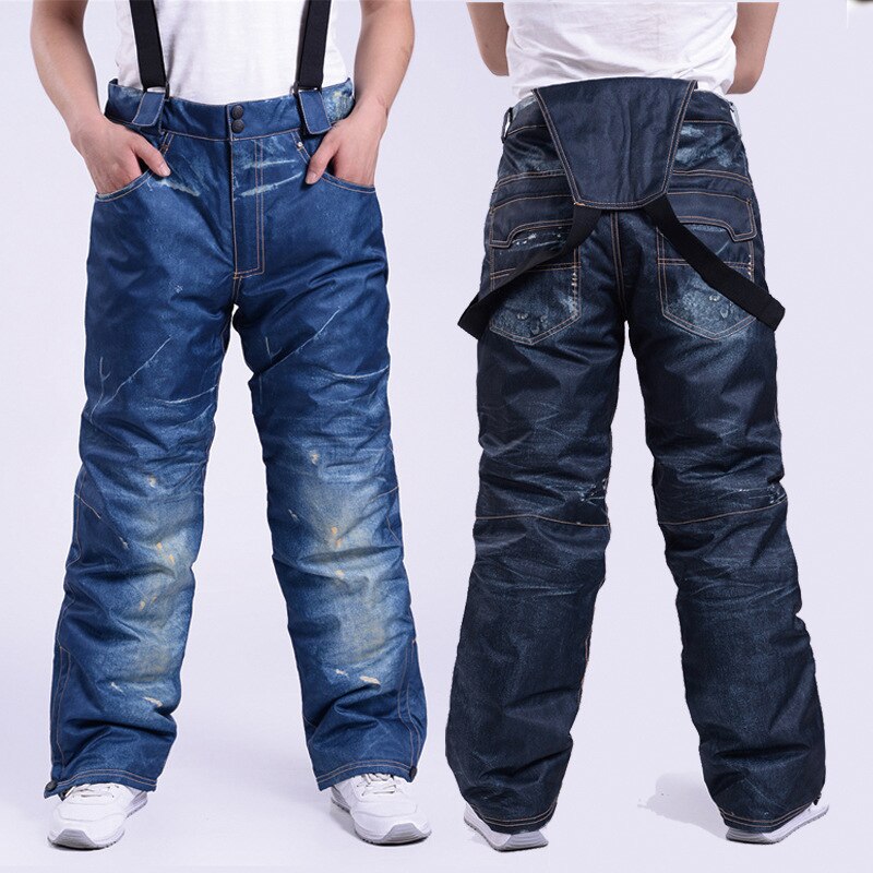 Leosoxs Jeans Mannen Ski Broek Winddicht Waterdichte Snowboard Ski Strap Broek Verdikte Warm Slijtvaste Katoen Sneeuw Broek