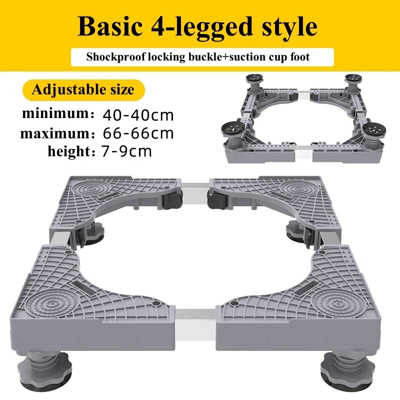 Universal Base Washing Machine Stand Lifting Fridge Base Multi-functional Adjustable Base for Dryer Refrigerator Washing Machine: black