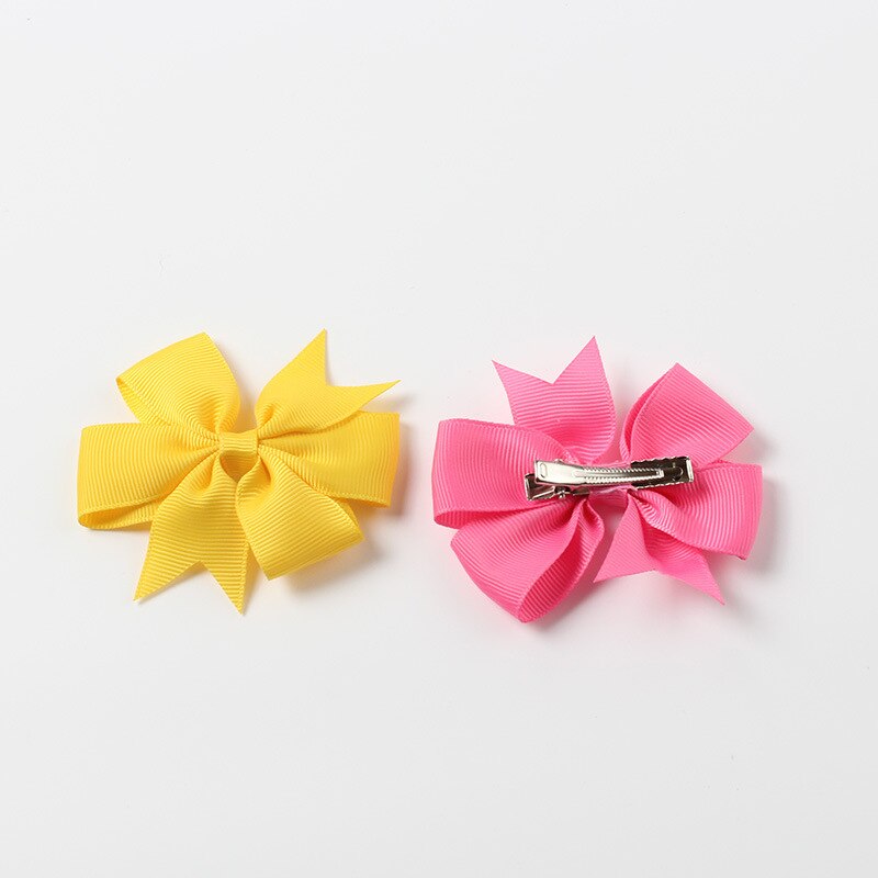 40 unids/lote 40 colores goma de pelo con lazo Clips horquilla de tienda de lazos del pelo Clip de pelo Headware Niños Accesorios para el pelo