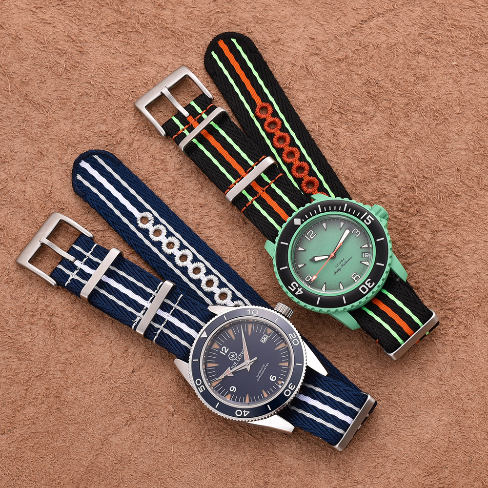 Eco-Friendly Luminous Recycled Watch Strap Nylon Woven Band for Scuba Fifty Series Waterproof Durable Unisex Belt