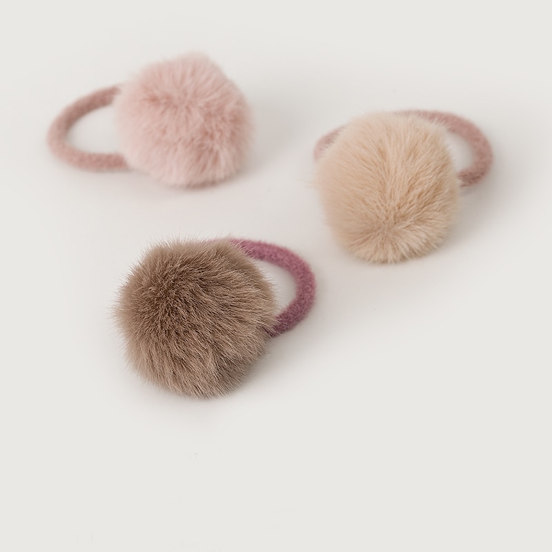 Bandeau en caoutchouc pour bébés filles | Mini boule de fausse fourrure mignon, Pompon élastique, bande de cheveux en couleur unie, accessoires pour cheveux