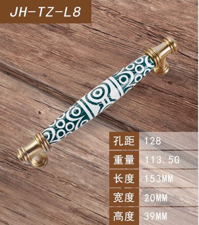 Floral Pattern Ceramic Drawer Pulls Kitchen Door Cabinet Handles Knobs and Pulls Decoration Furniture Hardware: L8-hole 128mm