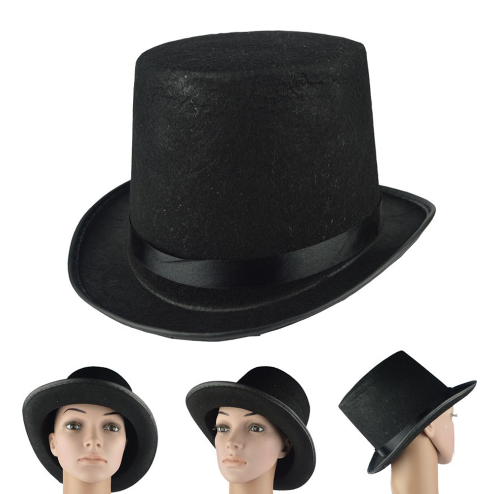 Neue Kinder Erwachsene Deluxe Schwarz Top Hut Zauberer Hut Jazz Hut Topper Für Viktorianischen Ringmaster Cosplay Magie requisiten 3 Größe