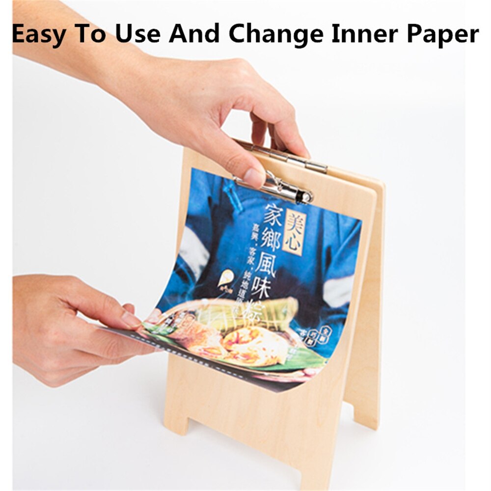A5 And 100*200mm Wood Menu Receipt Sign Holder Stand For Restaurant Cafe Bar Eatery Cafeteria Grill Clipboard Display Stand