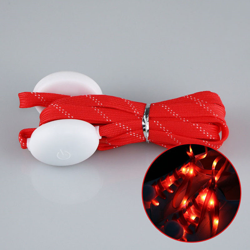 1 paar LED Sport Veters Flash Light Glow Stick Strap Schoenveters Disco Party Club Platte Schoenveters Tie schoen: Rood