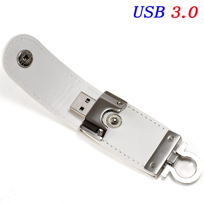 Leather keychain usb 3.0- flash drive 128 gb 32 gb 64 gb high-speed metal memory stick pen drives 16 gb red pendrive 8 gb usb 3.0- hard drive: White / 32 gb