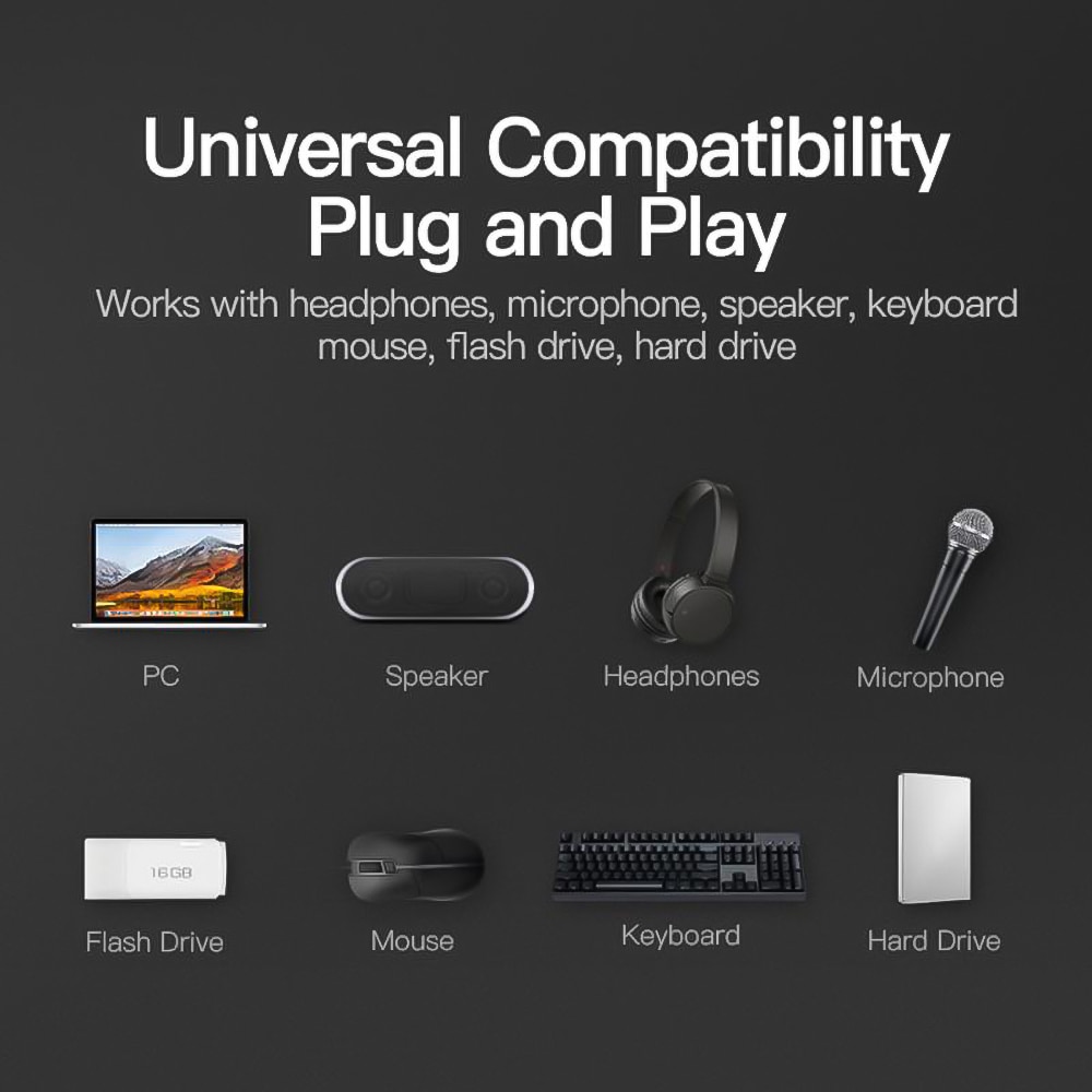 Kebidu hoge snelheid 4 -poorts usb 3.0- hub usb-splitter draagbare usb 2.0 -poorts usb-hub voor laptop, pc en tablet