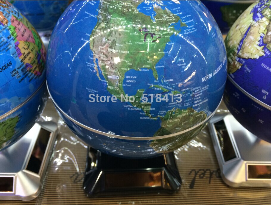 Dia 14cm Birthday Solar Globes Rotating Globe Energy-saving Rotation Furnishing Articles Educational Unisex Round