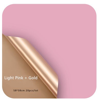 Luxury Gold Reversible Floral Wrapping Paper Waterproof Flower Arrangement Wrapping Paper Party Wrapping Paper Film: Light Pink-Gold