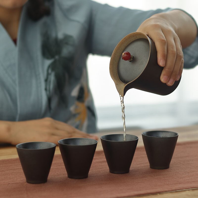 Cerámica gruesa de estilo japonés, taza de té de viento, cambio de horno, taza de té de cerámica antigua, taza maestra, taza individual, tazas de cerámica