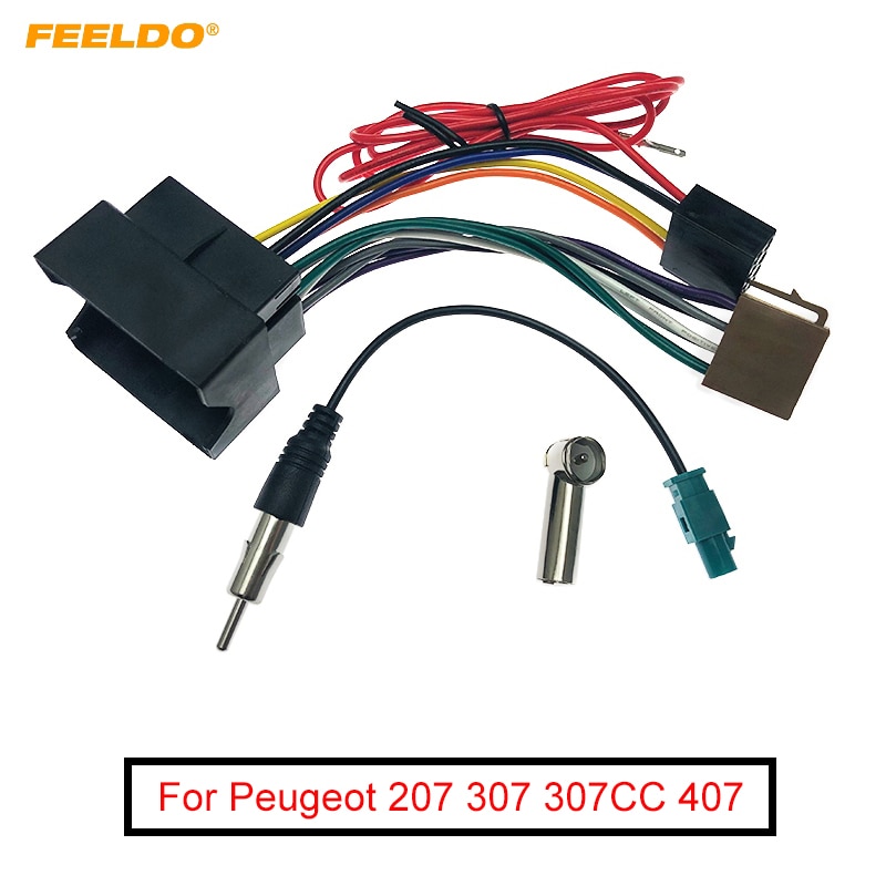 Feeldo bil stereo lyd iso ledningsnet kabel til peugeot 207 307 307cc 407 til citroen  c2 c5 radio antenne wire adapter