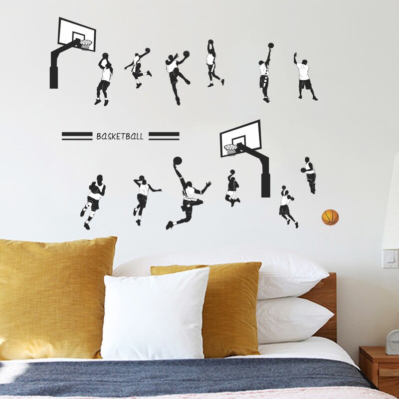 playing basketball dunk sports college students dormitory lining bedroom bedroom wallpaper self adhesive wall sticker