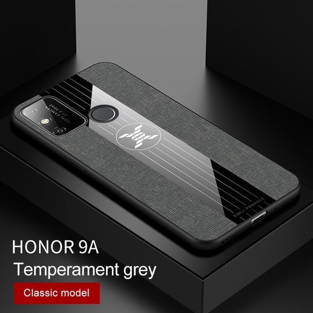 Coque honor 9 a en tissu résistant à la transpiration, coque rigide en polycarbonate avec anneau magnétique pour huawei honor 9a honor 9a moa -lx9h: Gris sans anneau