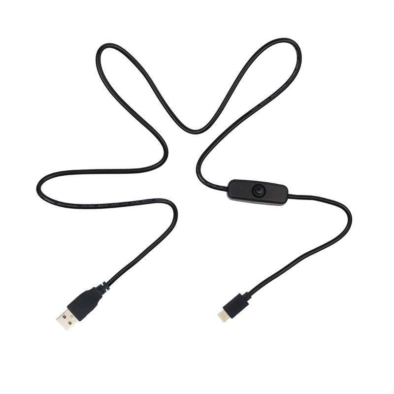3a raspberry  pi 4 strømkabel 1m switch usb type c ladekabel med tænd/sluk knap til android telefon raspberry  pi 4