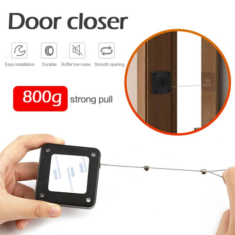 Punch-free Automatic Sensor Door Closer Pull Automatic Door Closer Doors Multifunctional Automatic Door Closer with Drawstring