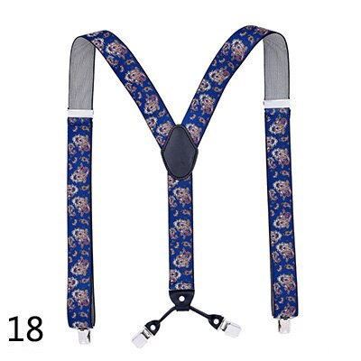 Deepeel 1pc 3.5X125cm Men Suspenders Adult 4 Clips Strap Multicolor Clip Buckles Elastic Male Jockstrap Business Accessories: 18