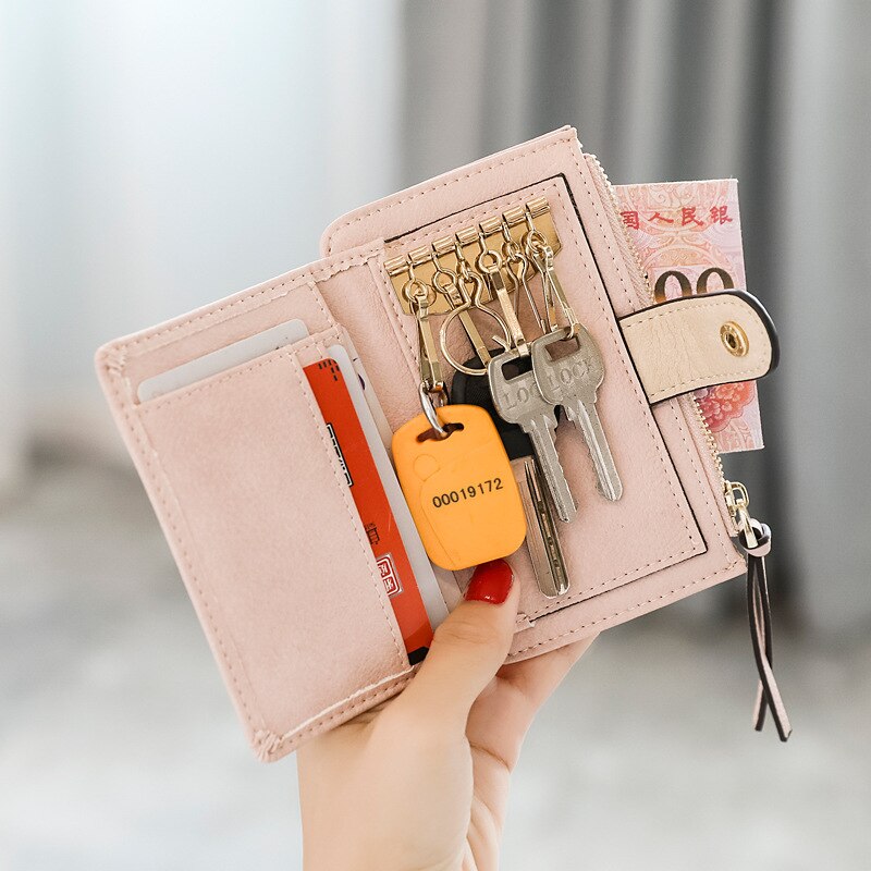 Key Wallets for Women Leather Wallet with Coin Pocket Wallet Crediet Card Holder Women Short Wallet Key Organizer