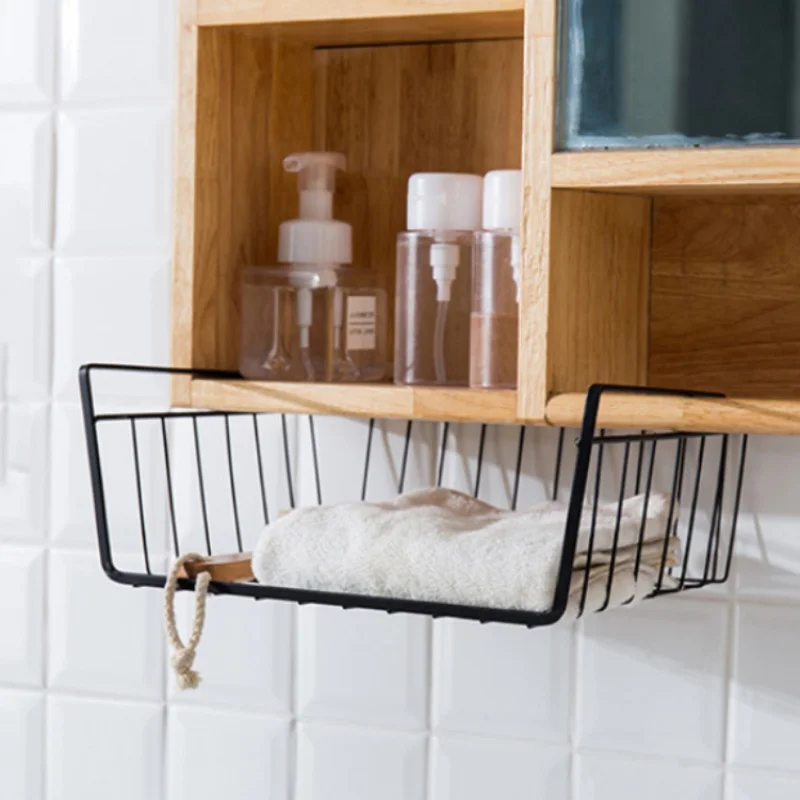 Metall hengende kurv for kjøkkenskap nedre hylle partisjon oppbevaringsstativ garderobe organizer skap skap hengende stativ