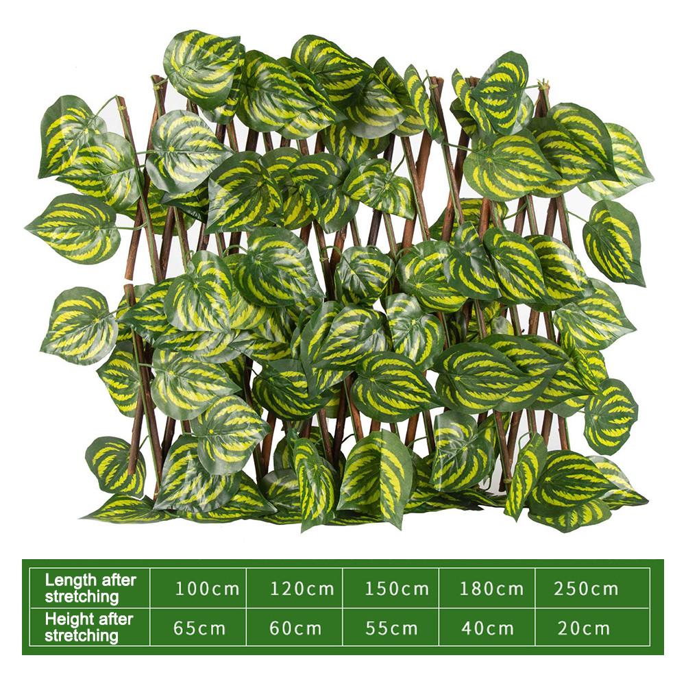 Retractable Artificial Garden Fence Expandable Faux Ivy Privacy Fence Wood Vines Climbing Frame Gardening Plant Home Decorations: D