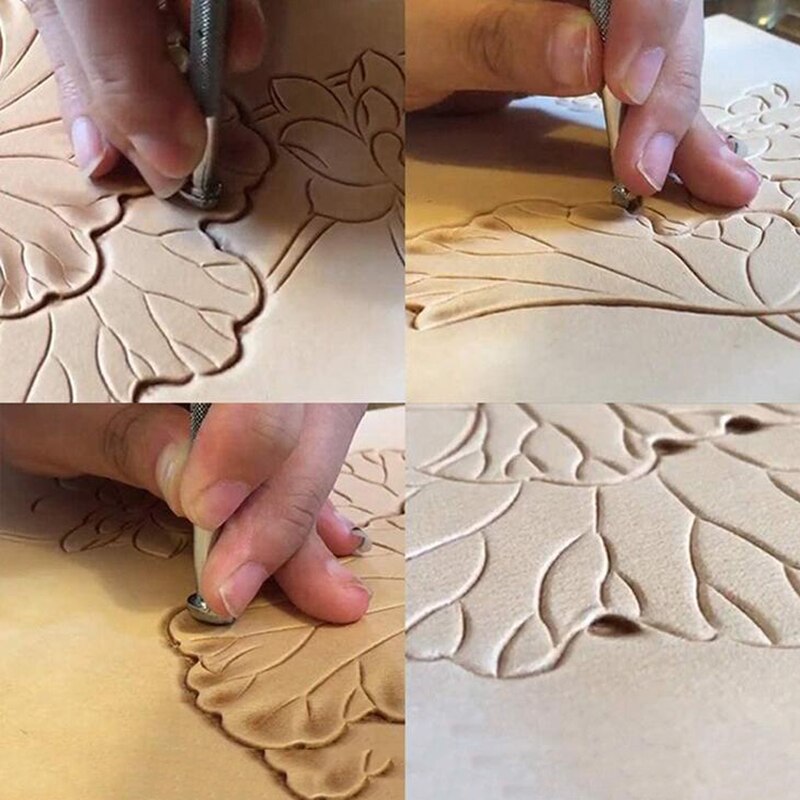 20 pz/impostato di Cuoio Intagliare Strumento di Stampa impostato Fatti A Mano Lavorazione Della Pelle FAI DA TE Arte di Produzione di Cuoio Strumento Pratico