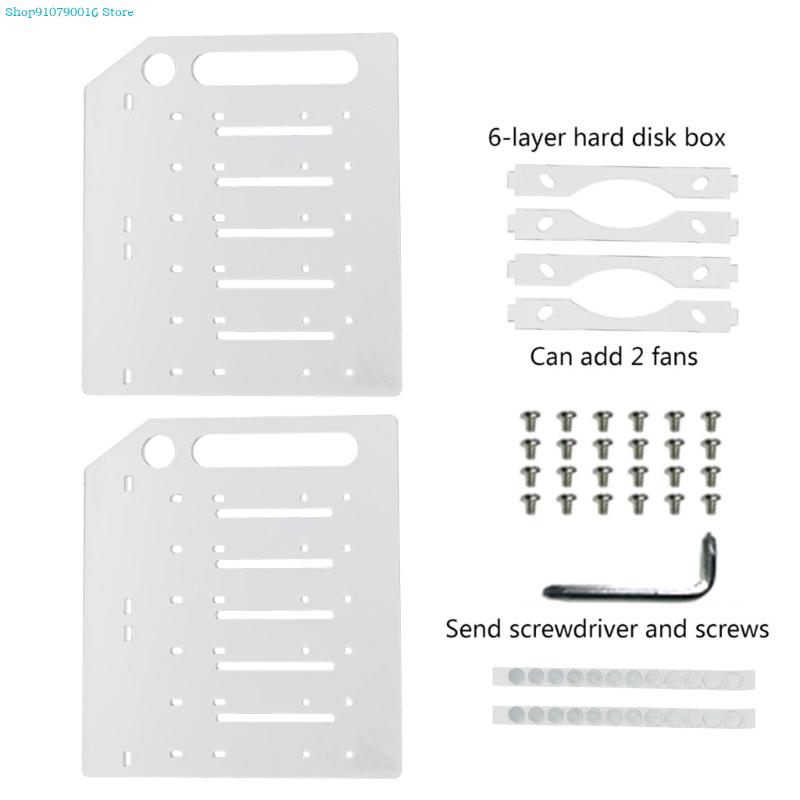 3.5 In DIY Acrylic Hard Disk Bracket Bay Desktop Computer External Hard Drive Shelf Rack HDD Storage Box Organizer Case: WHITE