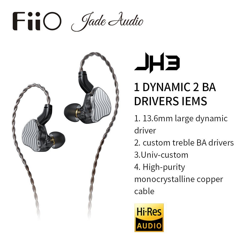 FiiO JadeAudio JH3 1DD + 2BA verdreifachen hybrid Fahrer in-ohr Kopfhörer IEM HiFi Audio- mit Abnehmbaren 0,78 Kabel Bass