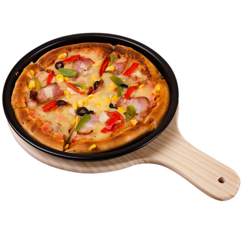 Houten Pizza Board Ronde Met Hand Pizza Bakplaat Pizza Steen Snijplank Platter Pizza Cake Bakvormen Gereedschap