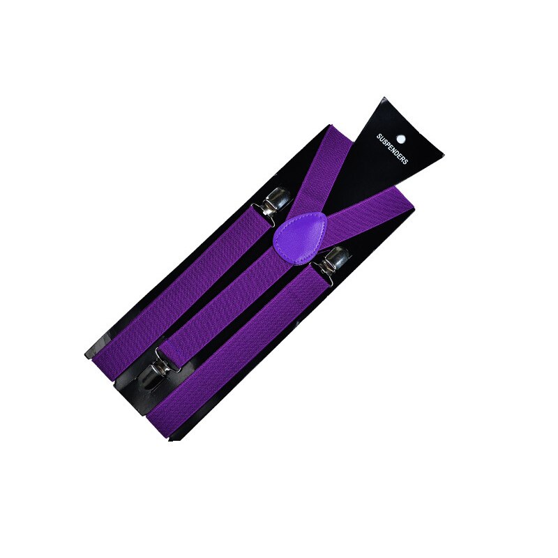 Bretelle regolabili per camicie pantaloni Jeans bretelle a Clip elastico tinta unita y-back sospensione Slim uomo adulto bretelle Unisex: Viola