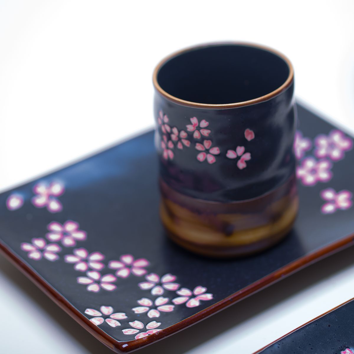 Japanese ceramic matte frosted tableware set cherry dessert mustard juice hotel tableware