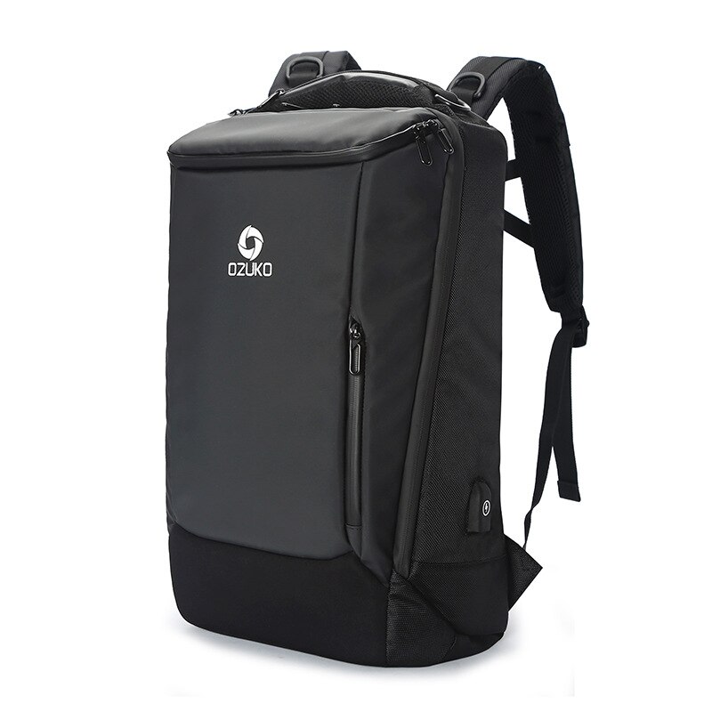 OZUKO 17 "Laptop Rucksack Männer Wasserdichte Große Kapazität Multifunktions Rucksäcke Männlichen USB Business Zurück Pack Reisetasche Mochila: black / Small