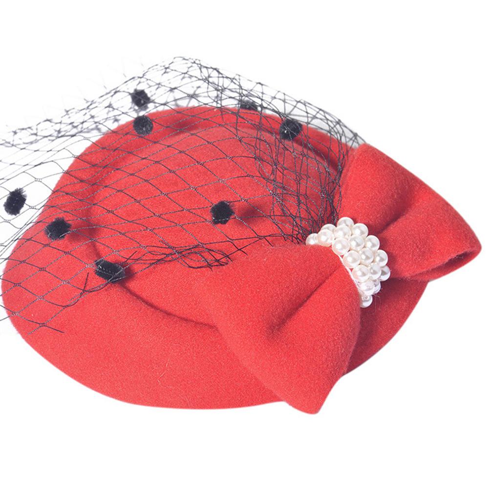 Women Pillbox Hat Trendy Bow Fascinator Hat Headwear With Veils For Wedding Party Church Cocktail Party Hat Hair Accessory: Red