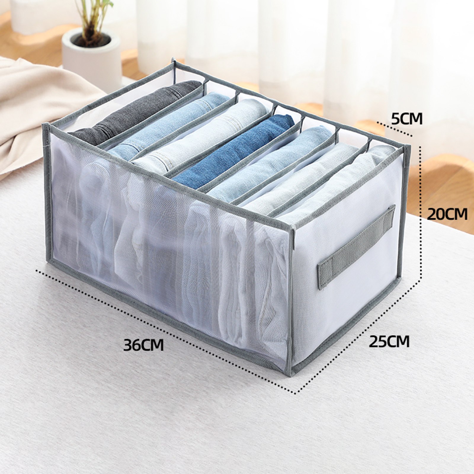 Organizador de armario para ropa interior y calcetines, caja de almacenamiento divisora para el hogar, cajón plegable: Plata