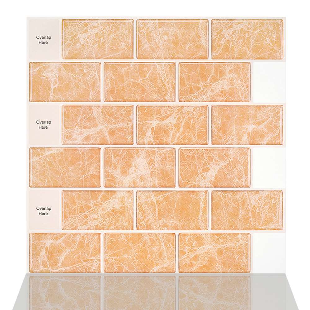 Golden Brown Marble Epoxy Waterproof Self-adhesive Wall Sticker Tile Sticker 3D Peel And Stick Subway Tiles Accessories