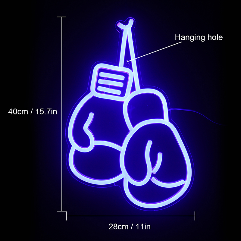Boksen Neon Light Bokshandschoenen Cool Wall Opknoping Art Decoratie Usb Switch Acryl Neon Teken Gym Kamer Decor Xmas: Blue