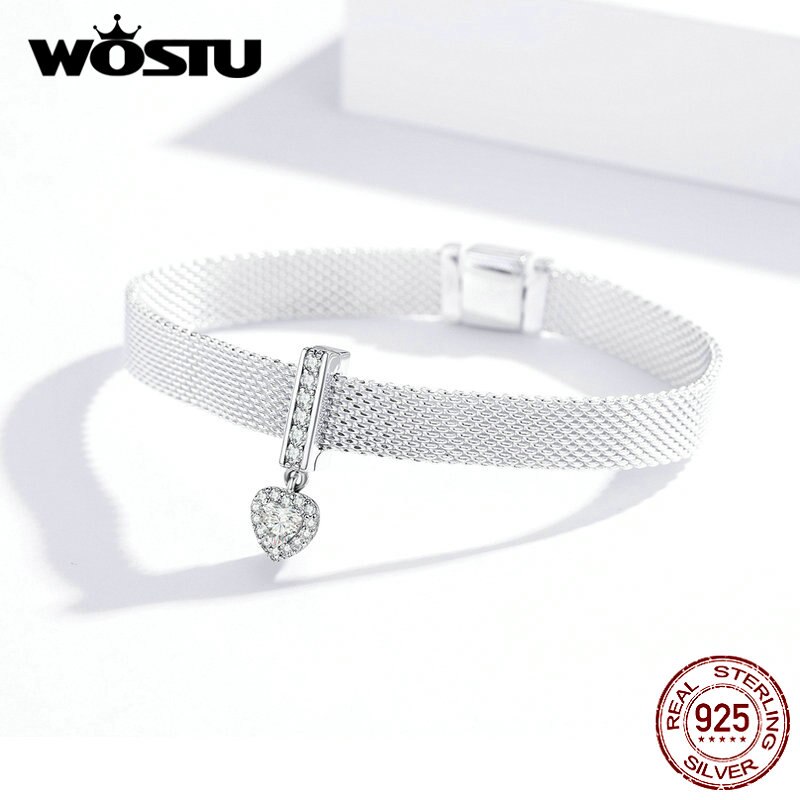 WOSTU-abalorio redondo de circonia cúbica para pulsera, accesorio Original de Plata de Ley 925, accesorio de joyería, CQX101