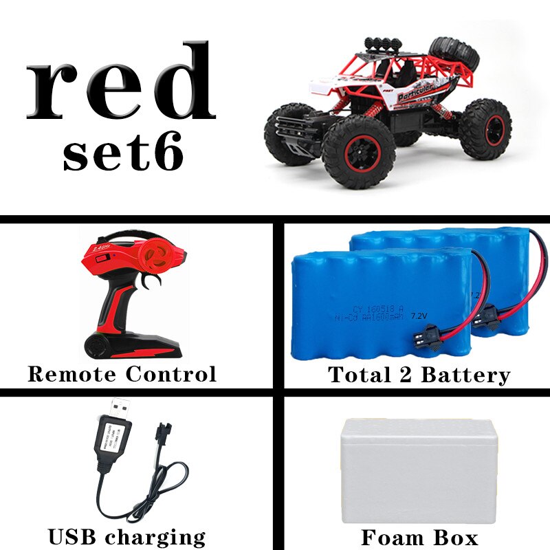 28cm RC Car 1/16 4WD 4x4 Driving Car Double Motors Drive Bigfoot Car Remote Control Car Model Off-Road Vehicle Toy: 37cmRed 2 battery