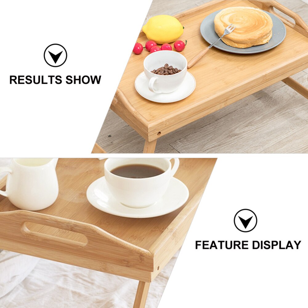 Laptop Desk Bamboo Bed Tray Table Breakfast Serving Tray with Foldable Legs