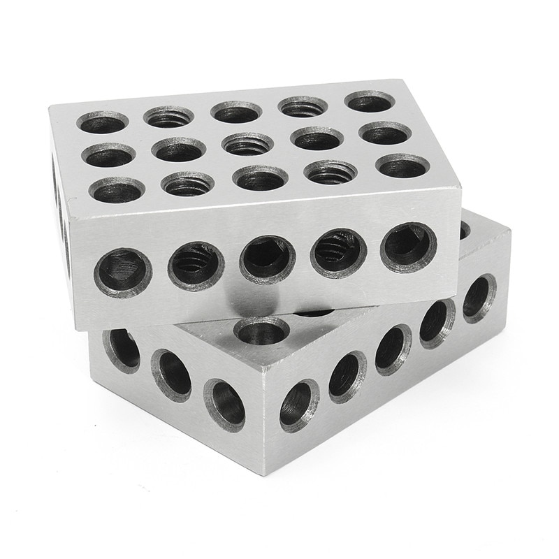 2 stuks blokken, industriële gereedschappen precisie 25-50-75mm blokken, 23 gaten frezen parallel klemblok freesmachine accessoires