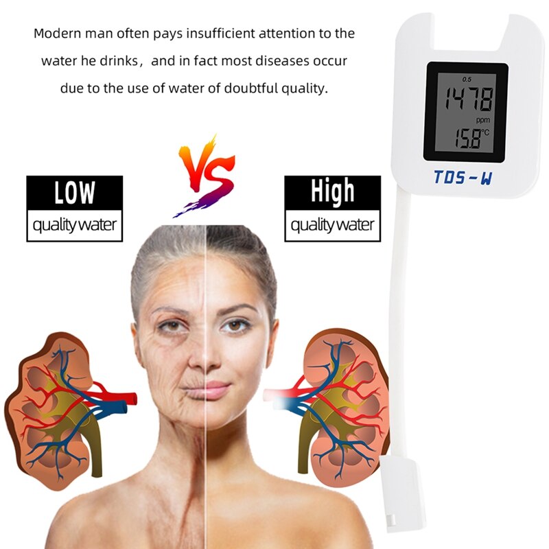 TDS-W TDS Tester EC TEMP Meter Digital Water Monitor EC Meter TDS Instrument for Pools Drinking Water Aquariums