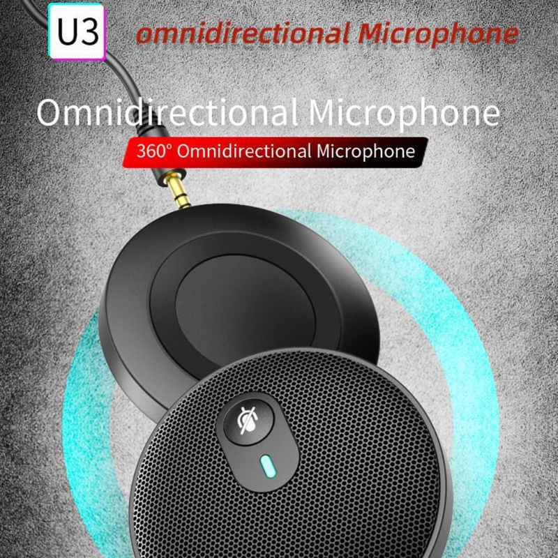 USB Conference Microphone Omnidirectional PC Computer Condenser Mic for Meeting/Class Plug &amp; Play Sound Pick-up