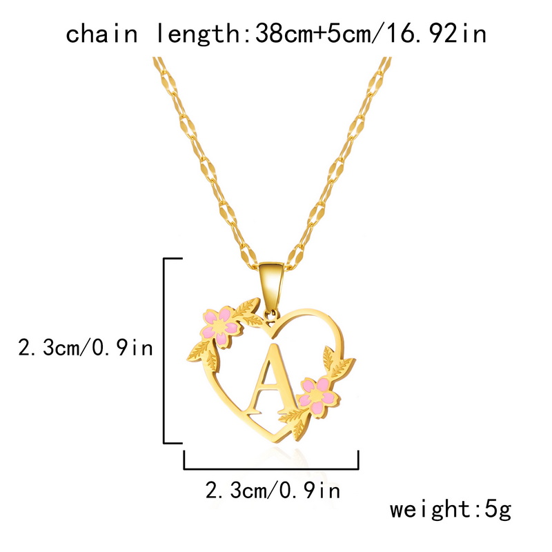 Collar con colgante de nombre y letra inicial de acero inoxidable con flor coreana para mujeres y hombres, gargantilla de amistad con letras de A-Z, de joyería