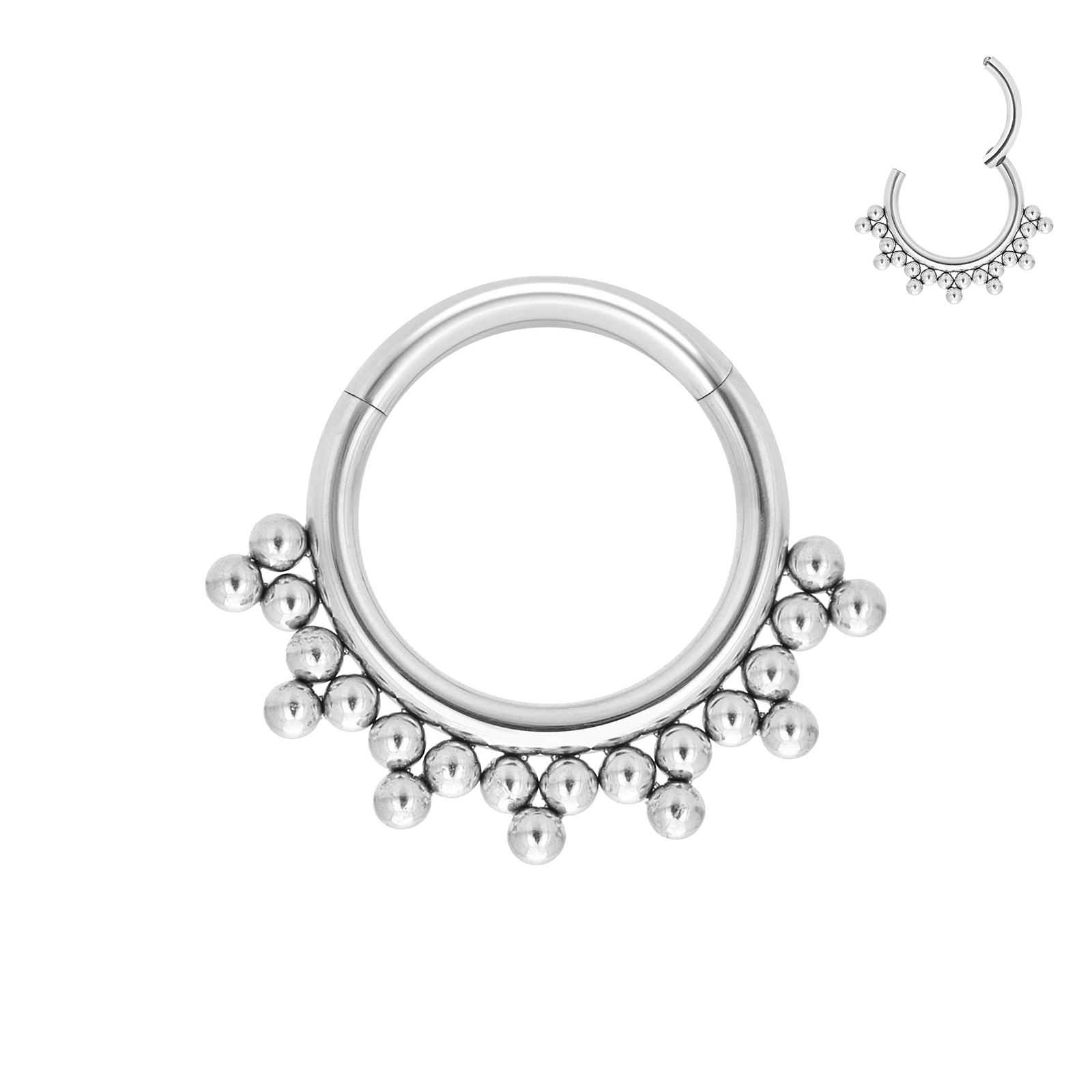 G23 titanium piercing neusring lichaamsjuwelen oorringen astm  f136 kraakbeen tragus diafragma titanium scharnier: Wit / Verzilverd