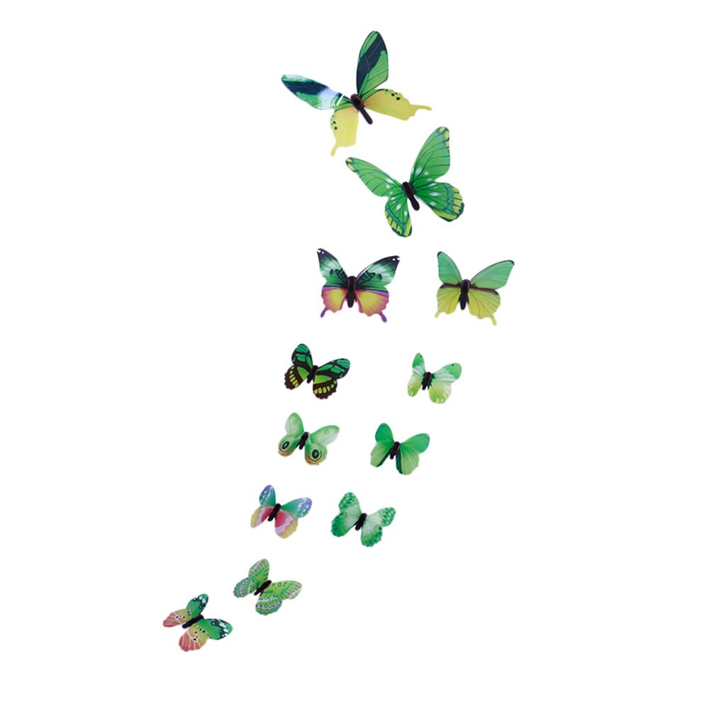 12 Pairs 3D DIY Wall Sticker Stickers Butterfly Home Decor Room Decorations Wall Stickers Poster Wallpaper: Green