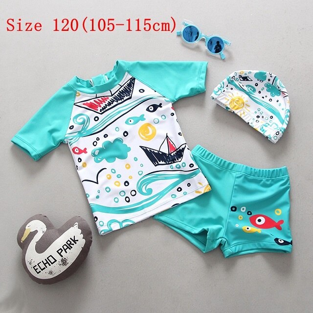 Badmode Kids Jongens Badpak Twee Stukken Rash Guards Zwemmen Zwembroek Zwemmen Slijtage Set Uv Zon Bescherming Kinderen Badpakken: Size 120(105-115cm)