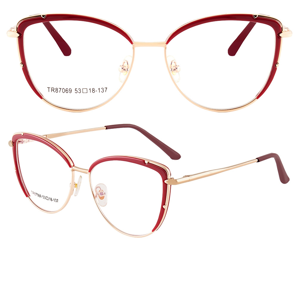 YIMARUILI Retro ojo de gato bloqueo de luz azul gafas graduadas ópticas montura mujer gafas de aleación de 87069: Negro