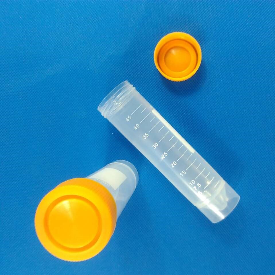 10pcs/lot 50ml Plastic Test Tubes Flat Centrifuge Tubes with Screw cap 28mm*115mm Polypropylene Sample Tubes Self Standing