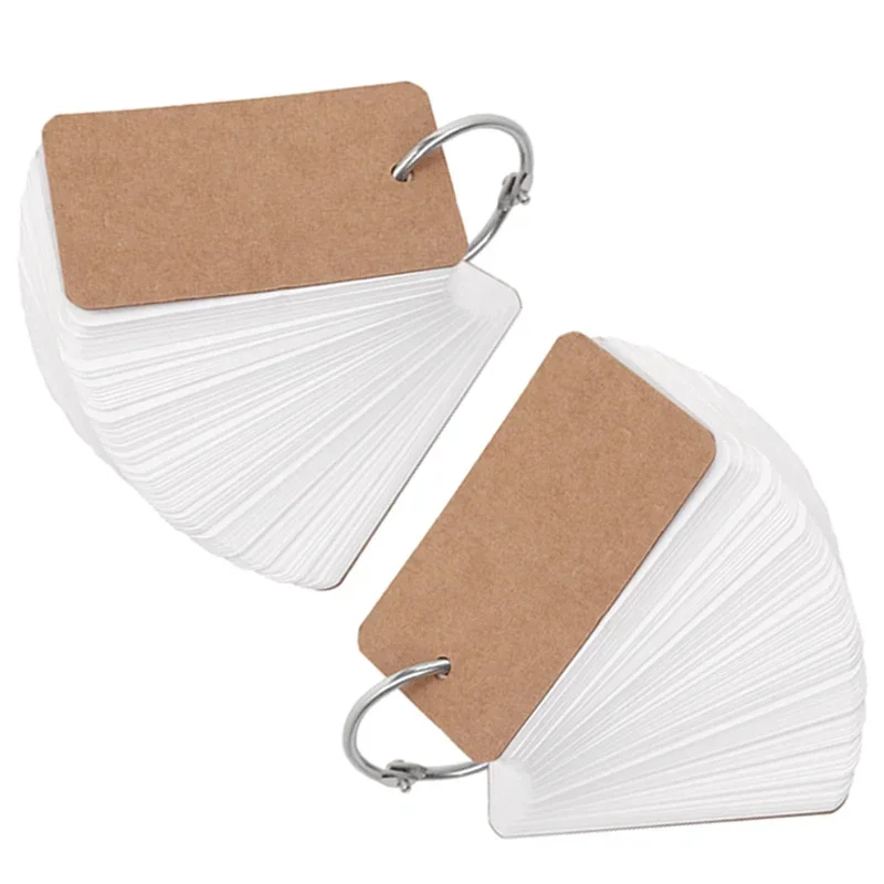 400-100Sheets Flash Cards Portable Index Cards with Ring Study Note Memo Pad Kraft Paper Notecards for Studying School Supplies: Burgundy