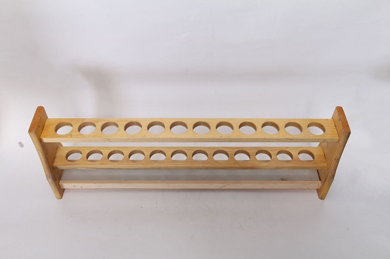 1 stk reagensglasstativ i træ 28mm x12 huller holder støtte burette stativ laboratorie reagensglas stativ hylde laboratorie skoleartikler