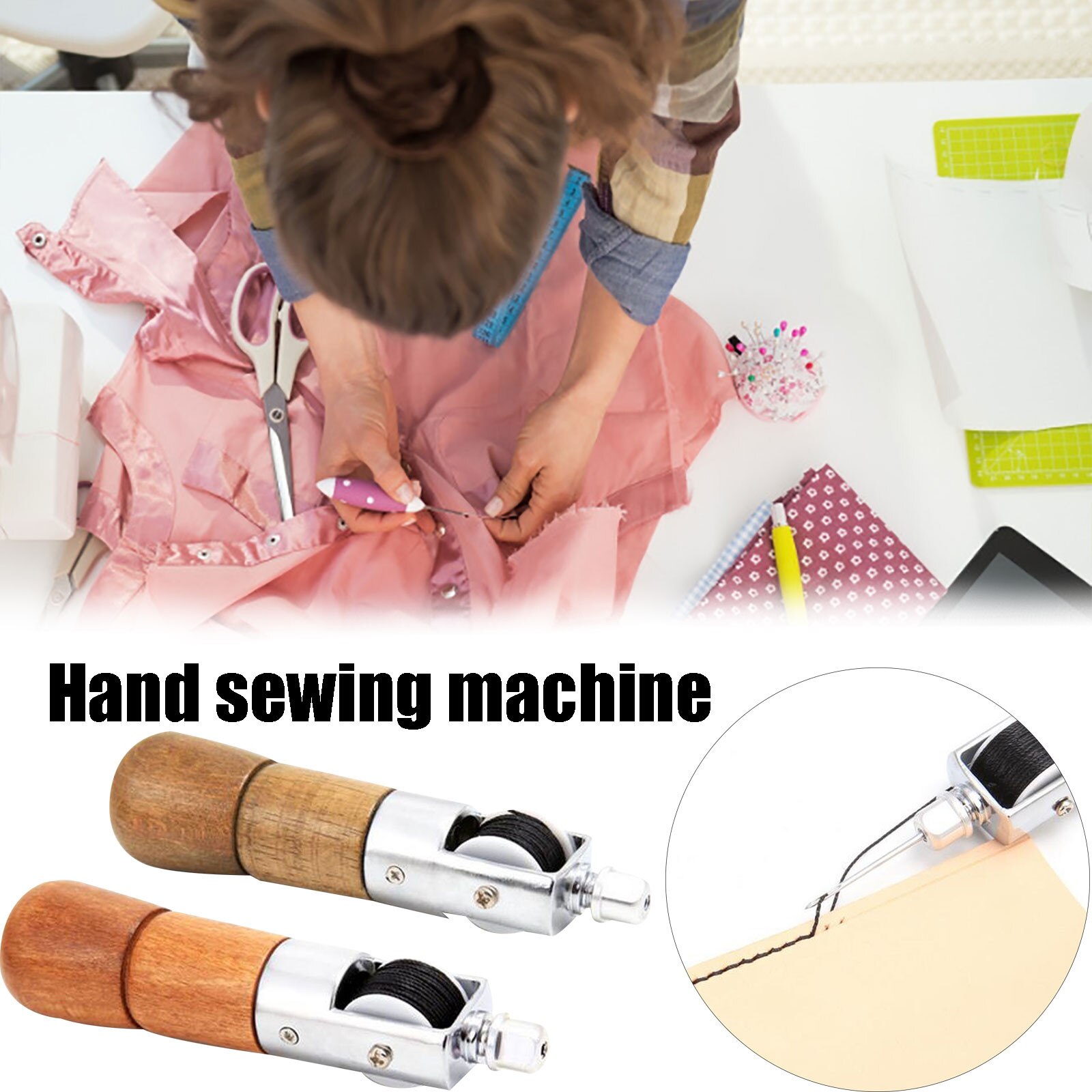 Máquina de coser a mano de cuero 40 #, máquina de coser de punto de cuero, agujas para tejer hilos, máquina de coser de punto
